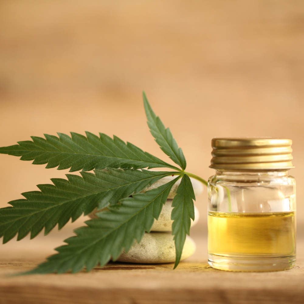 CBD Oil and Cannabis Leaf