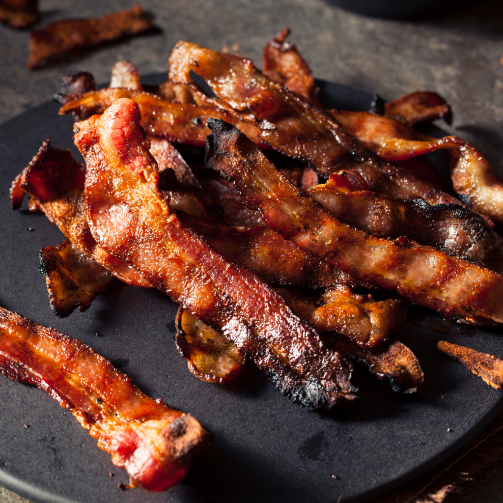 close up of crispy bacon - a yummy keto snack