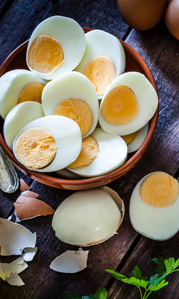 hard boiled eggs cut in half are a great keto snack